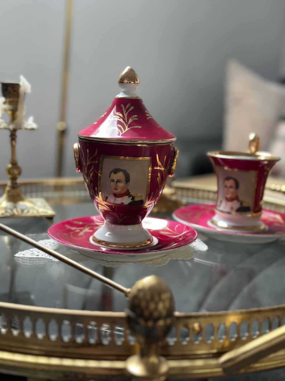 Napoleonic Porcelain Tea & Display Set – Empire Style in Red Gold - Etsy