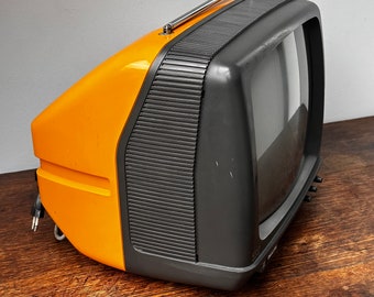 Jaren 70 vintage geel/licht oranje mini tv - Philips TX 12B710/00E - Collectors item - 1977 - 1982