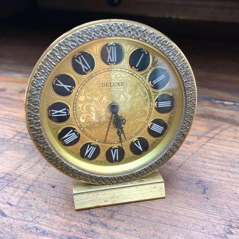 Vintage Sixties Exquisite Deluxe Clock Brass Table Clock Mechanical Etsy