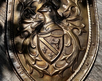 Vintage French Copper Shield - Hand-Hammered Heraldic Wall Decor