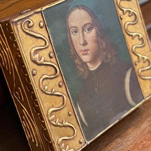Gilded Renaissance Art box - Portrait of a young man - 1495 - Pietro Perugino - Treasure box