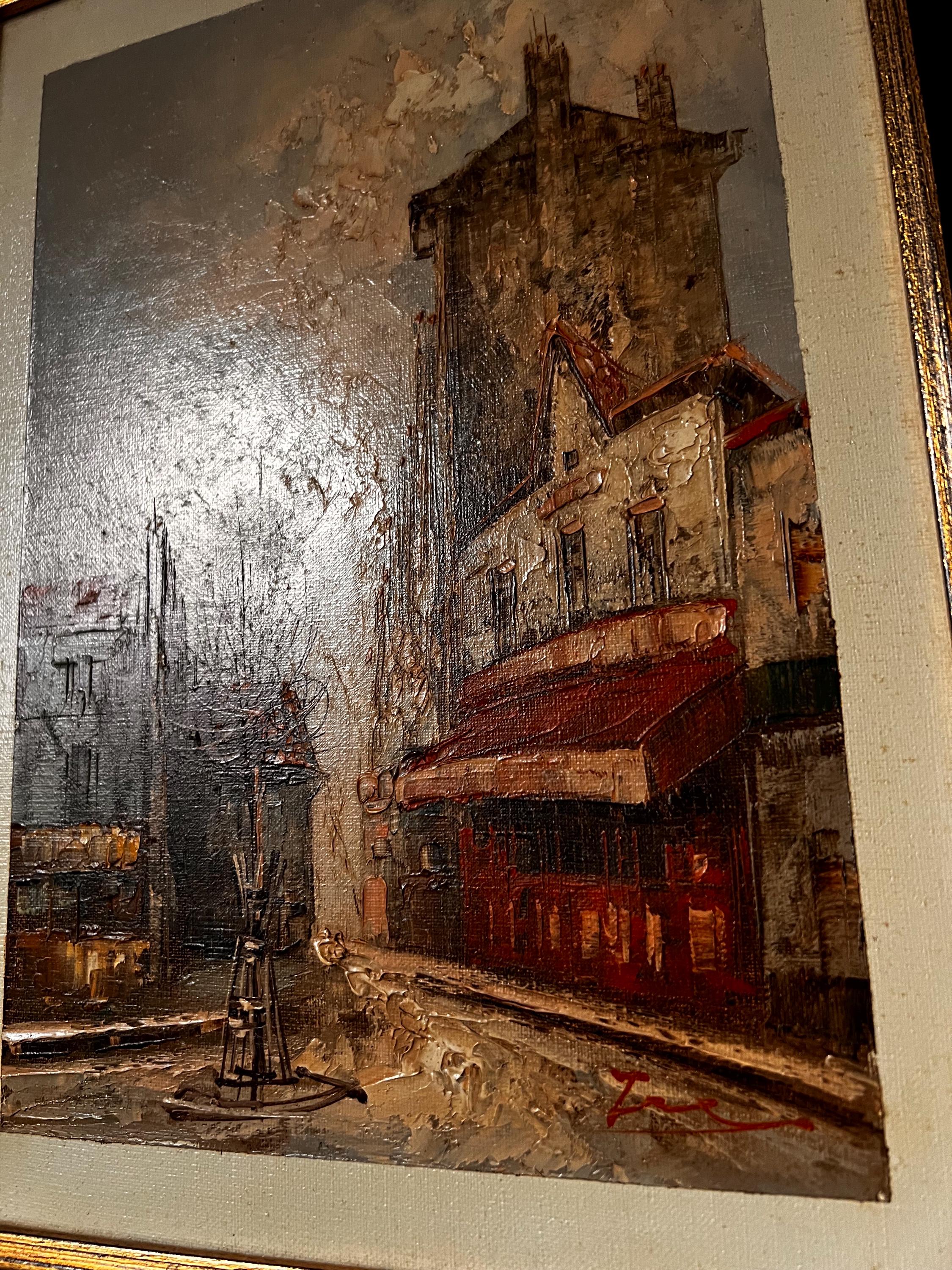 Yoichi Tamaki Paris Oil Painting – 1980 Impressionist Street Scene