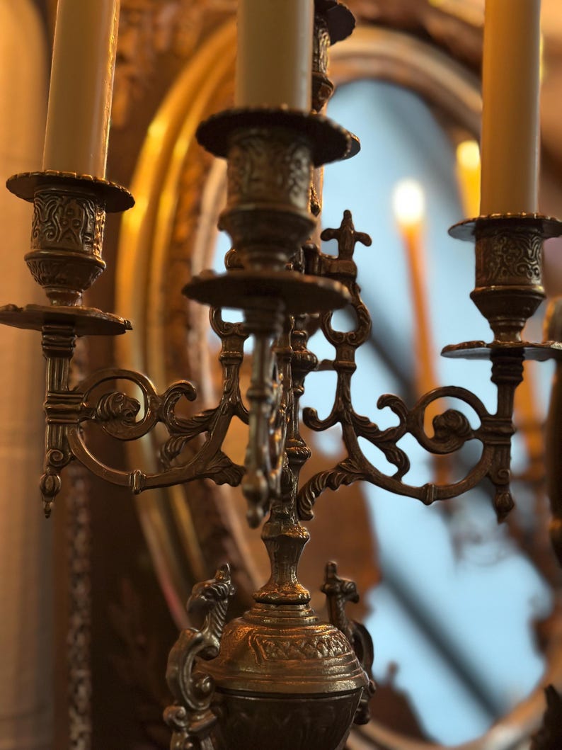 Vintage Rococo Revival Clock Garniture Set – Ornate Candelabra, Hermlé ...