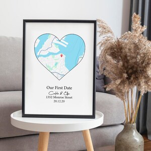 Personalisierte wo wir uns trafen Karte – 1 Jahr Jubiläum, Herz, Geschenk für Paare | Personalisierte kundenspezifische Stadtkarte, um unsere erste Datum-Erinnerung zu schätzen