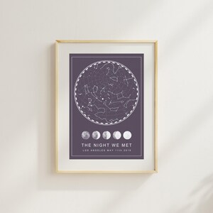 Personalisierte Sternenkarte, Nachthimmel Druck, Geschenk zum 1., 7., 9., 10. Jahrestag, Die Nacht, die wir trafen, digitaler Download Wandkunst