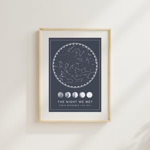 Personalisierte Sternenkarte, Nachthimmel Druck, Geschenk zum 1., 7., 9., 10. Jahrestag, Die Nacht, die wir trafen, digitaler Download Wandkunst