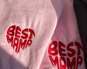 Individuell besticktes Mama-Sweatshirt, personalisierter Hoodie mit Kindernamen, Baumwoll-Outfit für Mütter