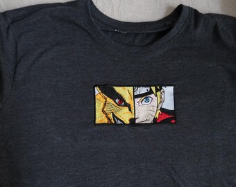 Naruto x Kurama Stickerei-T-Shirt
