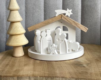 Weihnachtskrippe – Handgemachte Krippe, Krippenfiguren, Weihnachtsdekoration, Krippenhaus, Krippe, Geschenk zu Weihnachten