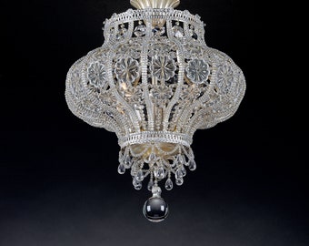 Handmade ceiling lamp with glass rosettes