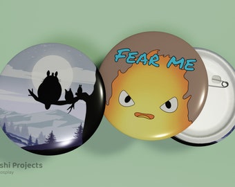 Totoro Calcifer pin/button badge