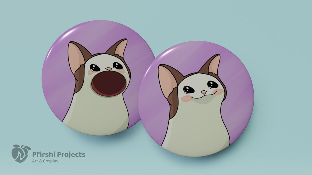 Pop Cat Button Funny Popcat Cat Pin/button Badge - Etsy