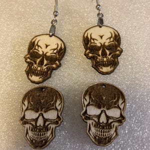 SVG  - Skull Skeleton Head- Laser Cut Earrings - SVG Only
