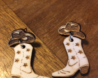 SVG  - Cowboy Hat and Boot Laser Cut Earrings - SVG Only