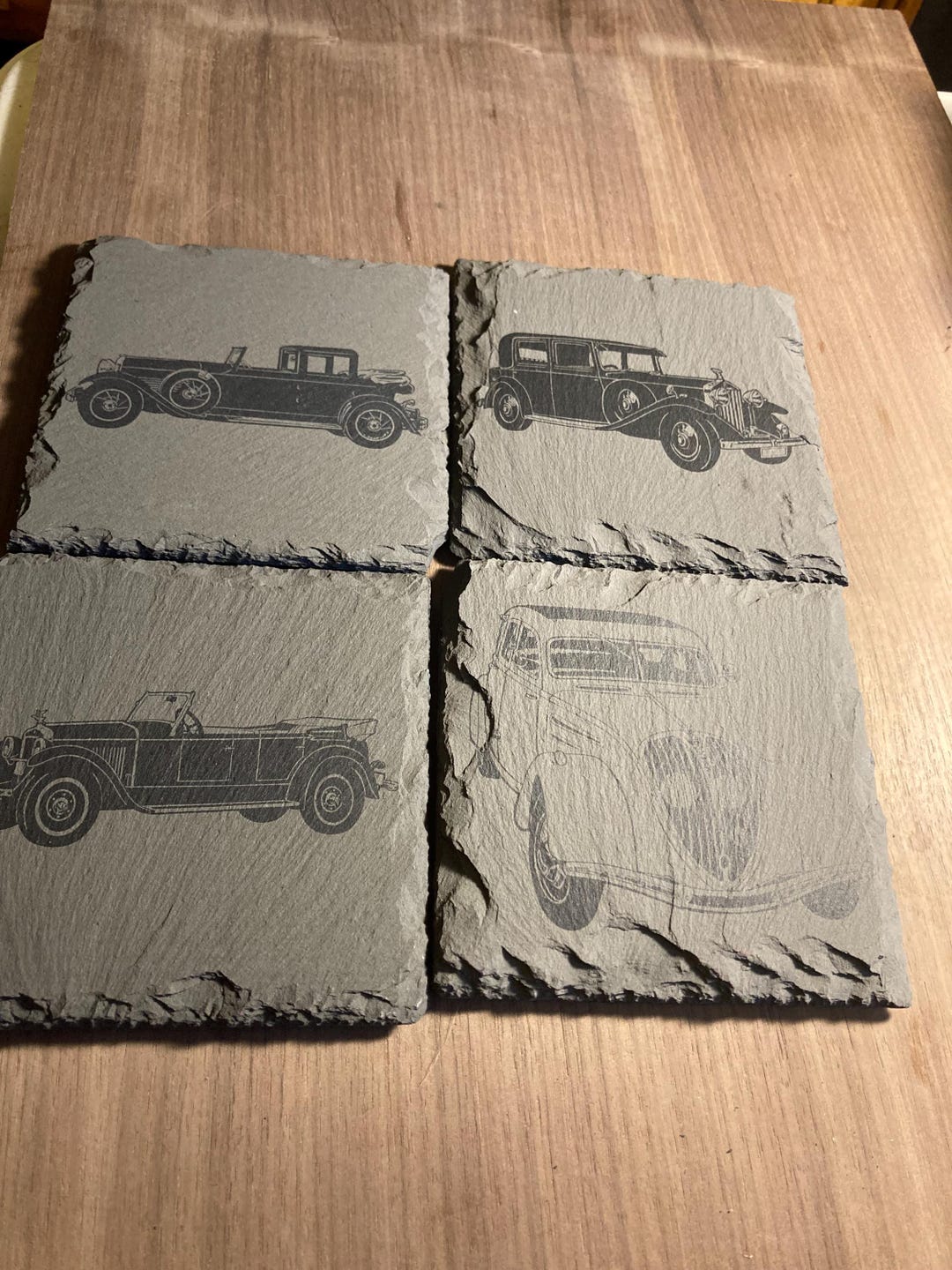 Set of 4 Laser Engraved Vintage Cars - Etsy