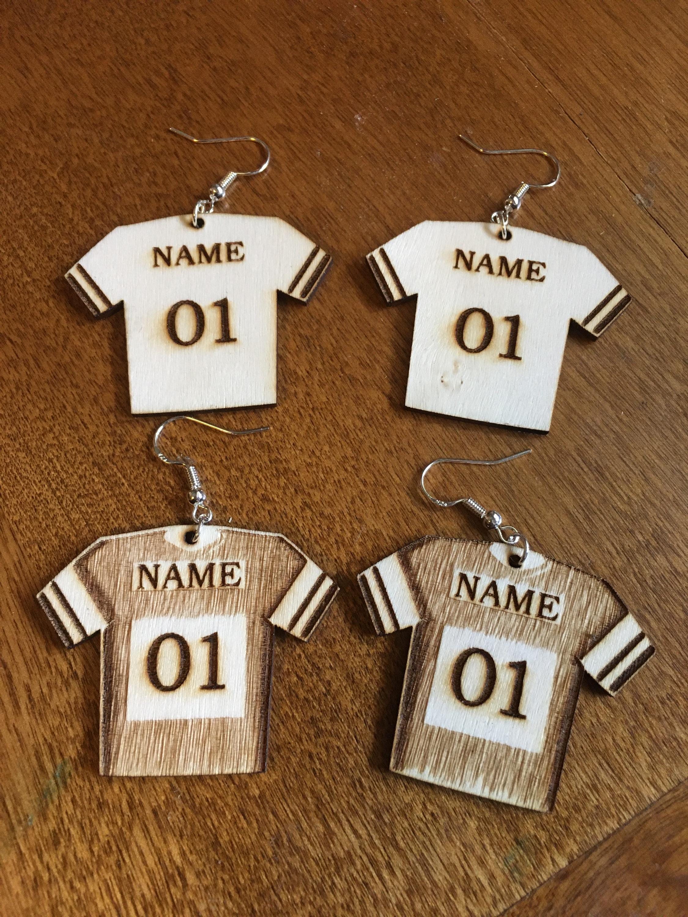 SVG - Football Jersey Laser Cut Earrings - SVG Only