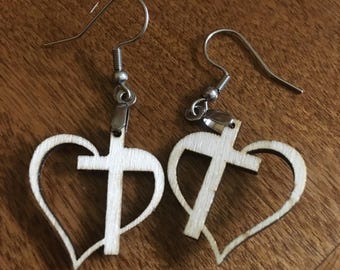 SVG- Heart and Cross laser cut earring svg- SVG only