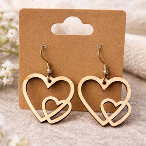 SVG - Pendientes de San Valentín con forma de corazón dentro de otro corazón, cortados con láser - Solo SVG