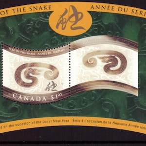 Feuille de timbres MNH à l'état neuf pour le Nouvel An chinois, Canada 2001 Serpent pour collection/collage/art/artisanat