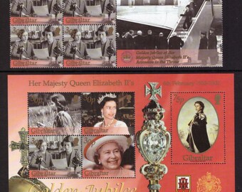 Gibraltar 2002 Königin Elisabeth II. Goldenes Jubiläumsset, postfrische Briefmarken, Kunsthandwerk/Sammlung/Mail-Art/Collage