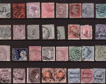 Queen Victoria British Commonwealth Vintage used stamps for Collecting/Collage/Art/Craft