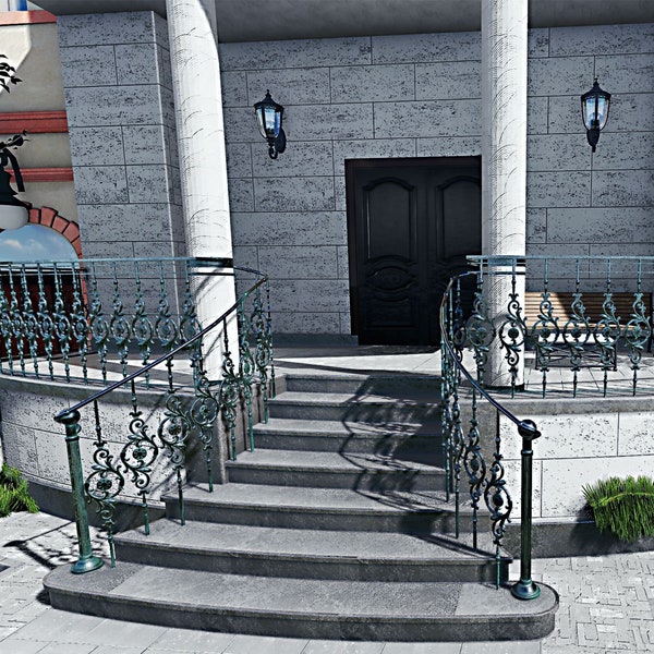 Custom wrought iron balusters, wrought iron stair railing, Artistic cast balusters, Price - per 1 linear foot.