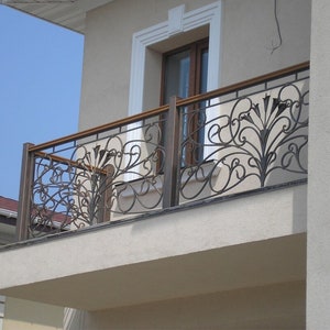 Custom Wrought Iron Balcony Railings, Forged Balcony Railings, Metal Decorative Railings