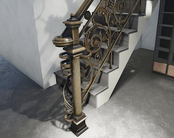 Custom Forged Railings for Stairs Classic Style For Customer Connie Lazaro. The cost of the work is 6929 dollars.