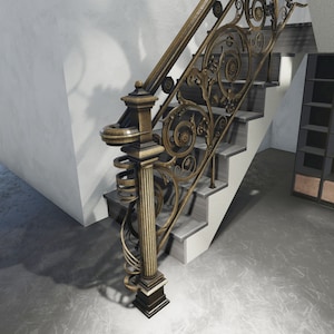 Custom Forged Railings for Stairs Classic Style For Customer Connie Lazaro. The cost of the work is 6929 dollars.