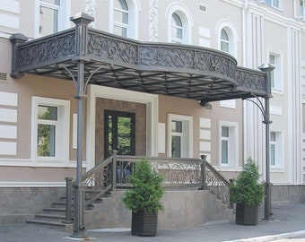 Wrought iron entrance visors, Forged awnings