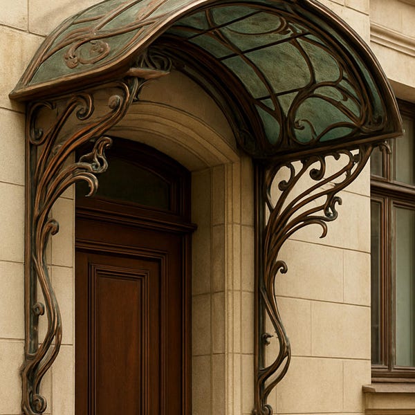 Forged entrance canopy in the Modern style. Custom-made to the customer's specifications.