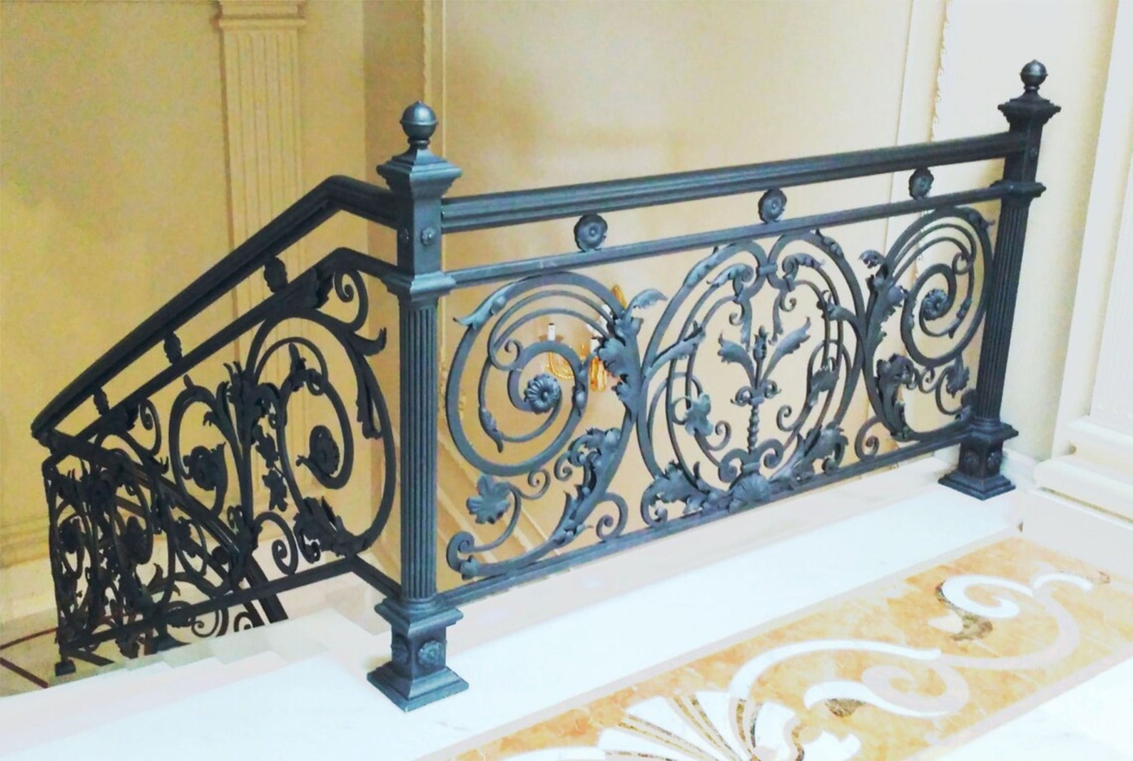 Custom Wrought Iron Stair Railing, Classic Style Metal Panel - Etsy