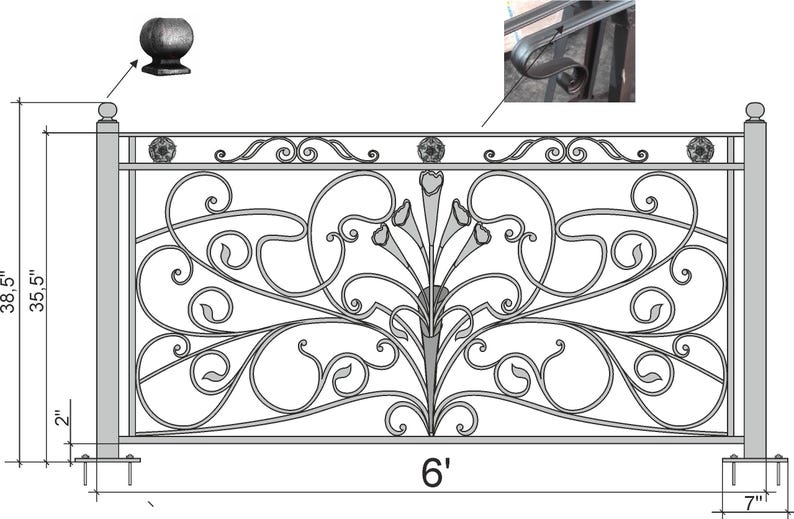 Custom Wrought Iron Balcony Railing – Matte Black, Anti-corrosion ...