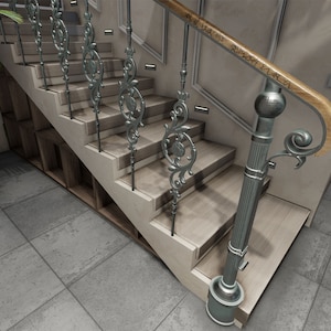 Custom wrought iron balusters, wrought iron stair railing, wrought iron railing, gold forged balusters, custom order sold per 1 linear foot