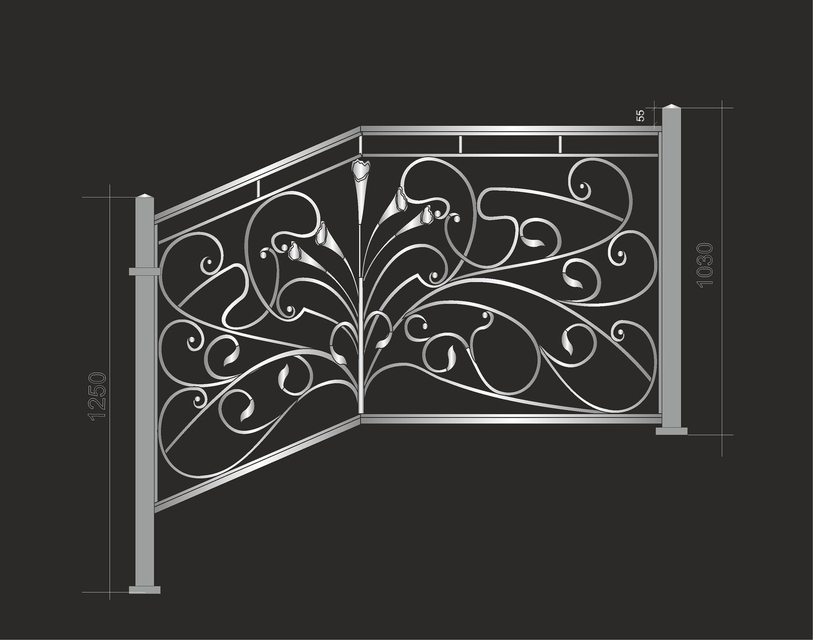 Custom Wrought Iron Stair Railing, Forged Balcony Rail, Postmodern ...