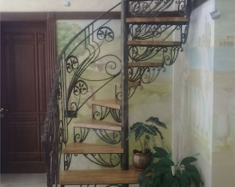 Custom Wrought Iron Railing for Spiral Staircase, Custom Forged Spiral Stairs, Custom Forged Spiral Stairs