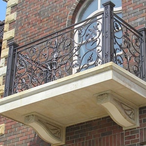 Custom Wrought Iron Balcony Railings, Forged Balcony Railings, Metal Decorative Railings, Price is for 1 Linear Foot