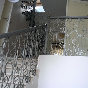 Custom Wrought Iron Railings, Forged Railings for Stairs, Forged Balcony Guardrail, The Price-180 dollars for 1 linear foot.