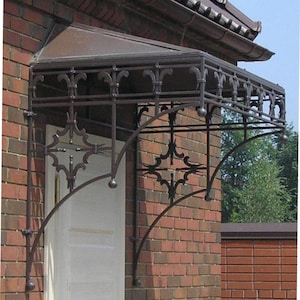 Wrought iron entrance visor, Forged awnings, Original handmade forged entrance canopies. Roof Dimensions - 41.5 x 41.5  inches.