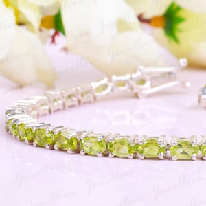 Beautiful Peridot Bracelet, Birthstone Jewelry, Chain Bracelets, Wedding Gifts, Peridot Tennis bracelets, Women's Bracelet, Gifts For Mother