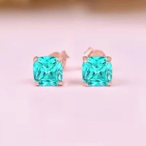 Paraiba Tourmaline Cushion earrings, Tourmaline Jewelry, Vintage Art Deco Earrings, Bridesmaid Gift, Birthstone Jewelry, Paraiba Earrings