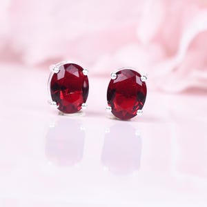 Red Garnet Stud Earrings – Timeless Minimalist Design, Everyday Jewelry for Women