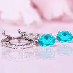 14K Paraiba Tourmaline Rose Gold Earring, Paraiba Earring, Anniversary Gifts For Her, Earring For Women, Dangle Earring, Everyday Earring