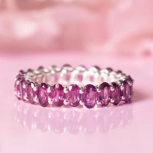 Rhodolite Garnet Band, Wedding Promise Band, Full Eternity Band, Rhodolite Garnet Jewelry,  Ring for women, Garnet Band Ring, Gifts For Love