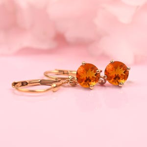 14K Gold Fire Opal Earring, Opal Leverback Earrings, Women&#39;s Earring, Gifts For Loved Ones,  Bridal Earring, Opal Jewelry, Anniversary Gifts