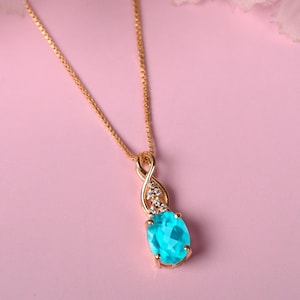 Paraiba Turmalin Anhänger: Sterling Silber Oval Edelstein Schmuck