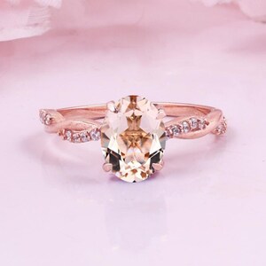 Morganite Engagement Wedding Ring, Ring For Women, Promise Ring, Anniversary Gift For Her, Personalization Gifts,Morganite Band Ring,Jewelry