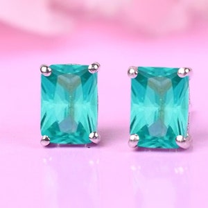 Paraiba Tourmaline Stud Earrings – Elegant and Vibrant Everyday Jewelry, Anniversary Gift
