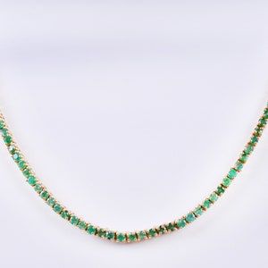 Natural Emerald Necklace, Genuine Emerald tennis necklace, Premium Grade Emerald tennis necklace chain , Chain Necklace, Royal Necklace gift