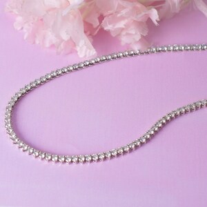 Moissanite Round 3mm Tennis Necklace, Wedding Necklace For Women, Anniversary Birthday Gift, 925 Sterling Silver Moissanite Jewelry, Gifts